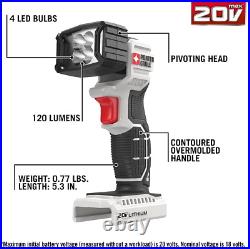 4 LED Bulbs of the Portable Work Light Delivers 120 Lumens, Tool Only (PCC700B)