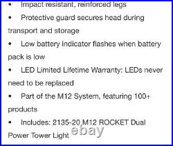 BRAND NEW Milwaukee M12 ROCKET Dual Power Tower Light 2132-20 (Tool Only)