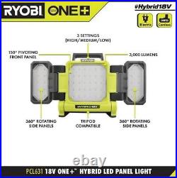 RYOBI CANADA 18V Cordless BATTERY OR CORDED LED Hybrid Panel Light (Tool-Only)