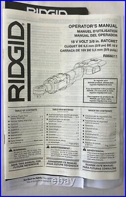 Ridgid 18V 3/8 in. Ratchet Brushless Cordless Tool Only Model R86601 1B