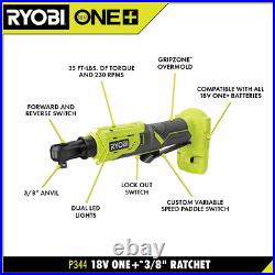 Ryobi Cordless Ratchet Head Adjustable 3/8 Drive 18-Volt LED Light (Tool Only)