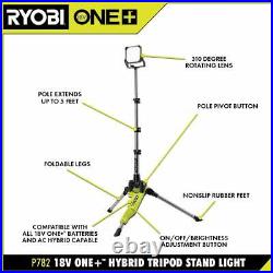 Ryobi ONE+ Stand Light 18V Cordless Hybrid LED Tripod Mount Adjustable Tool Only