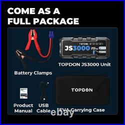 TOPDON Boost Pro 3000 Amp 12V Lithium Jump Starter Box Car Truck Battery Charger